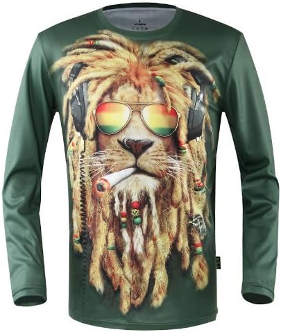 Personalized 3d Animal Printed Quick Drying U Neck Long Sleeve T-shirt Men Tops 2014 Spring Summer New Fashion Tee (L, TA02)