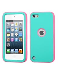 Wireless: Dual Layer Plastic Silicone Verge Teal Green On Electric Pink Hard Cover Snap On Case For Apple Ipod Touch 5 (Accessorys4Less) - Valor