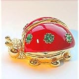 Large Art Deco Ladybug Box with Swarovski Crystals and 24K Gold Trinket Jewelry Pill Box FREE SHIP Certificate of Authenticity