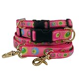 Adjustable Up Country Dog Collars - Pink Funky Circle - Size 9-15