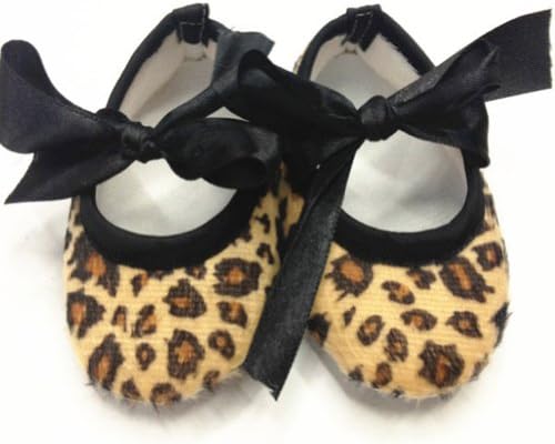 TANZK 4.7" Generic Infant Toddler Baby Girl Bow Ribbon Leopard Print Anti Slip Shoes
