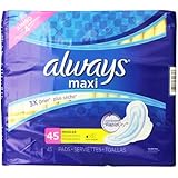 Always Maxi Pads Regular W/Flexi-Wings Unscented 45 Count
