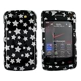 For Blackberry Storm 2 Storm2 Hard Case Slvr Stars Blk