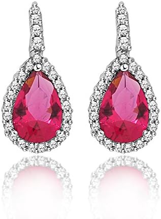 Everbling Red and Clear Briolette Drop Swarovski Elements Crystal Earrings