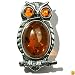 Certified Genuine Honey Amber and Sterling Silver Owl Pin