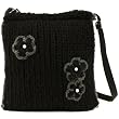 Winter 3 Flower Knit Handbag Shoulder Body Bag Black with Gray