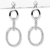 Cubic-zirconia Rhodium Finish Sterling Silver Earrings