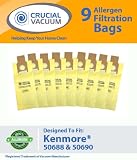 Kenmore 50688, 50690 9-Pack Allergen Filtration Vacuum Cleaner Bags - Fits Kenmore 20-5068, 20-50681, 20-50688, 20-50690, Panasonic U-2, Sanyo PU-1, Kenmore Type O, Kenmore Type U Vacuum Cleaner Bags; Designed & Engineered By Crucial Vacuum