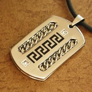 J1093 Strong and Distinctive: Designer Inspired Stainless Steel Hinge Dog Tag Mens Pendant Ancient...