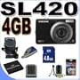 Samsung SL420 10.2MP Digital Camera w/5x Optical Zoom (Black) BigVALUEInc Accessory Saver 4GB SLB-10A Battery Bundle