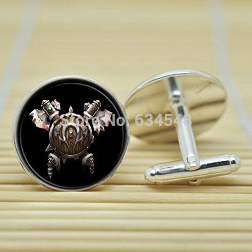 Pretty Lee Wow World Of Warcraft Orc Crest Symbol Horde In Silver Cufflinks Glass Cabochon Cufflinks C3144
