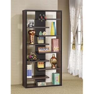 Display Bookcase Contemporary Style in Cappuccino Finish
