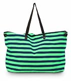 Citta Design 'Largo' Print Canvas/Leather Designer Tote Bag Navy/Aqua, 25 inches wide x 16 inches deep