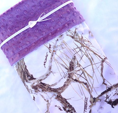 Baby Blanket - Purple Minky Bedding - Camo Blanket - True Timber Blanket - Camougflage - Camo Baby Blanket - True Timber Snow Camo Baby Quilt - Size 28 x 35 in