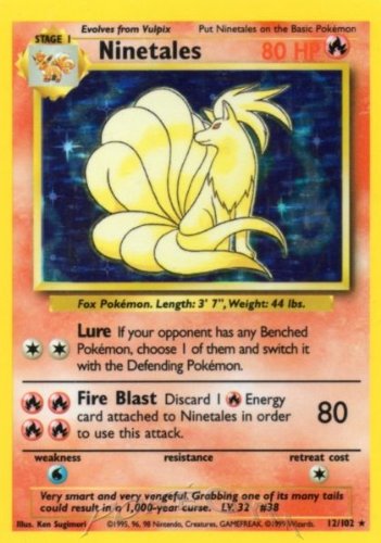 Pokemon Card 12/102 - NINETALES (holo-foil)