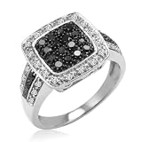 1/2ct Sterling Silver Black and White Diamond Ring ( Available Sizes 6-8)