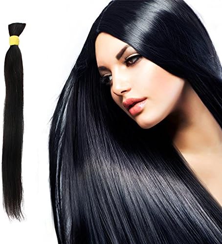 Scarlett 18 Inch Brazilian Remy #1B Natural Black Bulk Straight Real Human Hair Extensions 100% Unprocessed 5A Virgin Hair Bundle 100g