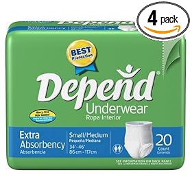 Depend Underwear, Small-medium, 20-Count Packages (Pack of 4) Depend Underwear, Small-medium, 20-Count Packages (Pack of 4)