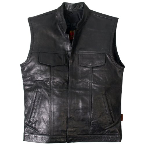 Hot Leathers Men's Heavy Weight Leather Vest (Black, XX-Large) On Sale