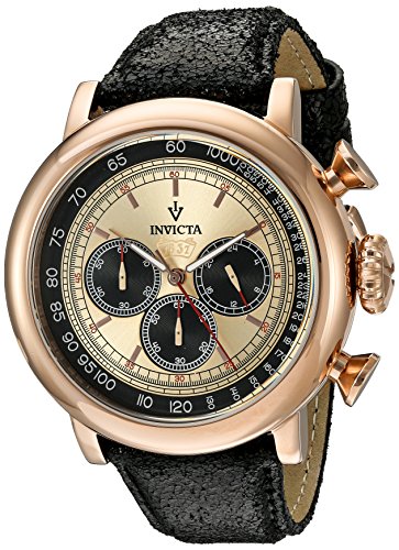 Invicta Men's 'Vintage' Swiss Quartz Stainless Steel and Black Leather Casual Watch (Model: 13060)
