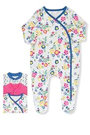 3 Pack Pure Cotton Vintage Style Assorted Sleepsuits