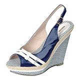 Reneeze COOKY-02 Women Platform High-Heel Wedge Sandals - Blue