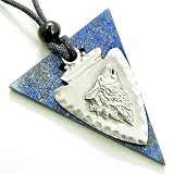 Protection Double Arrowhead Lapis Lazuli Wolf Amulet Necklace