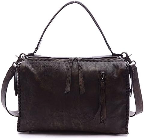 Ainifeel Women's Genuine Leather Top Handle Handbag Purse Everyday Bag Fashion Purse (Coffee)