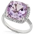 1/3 carat Diamond and Lavender Amethyst (11x11mm) Ring in 14k White Gold