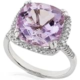1/3 carat Diamond and Lavender Amethyst (11x11mm) Ring in 14k White Gold