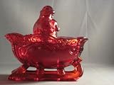 Solid Ruby Red Glass Santa on Sleigh Candy Dish Ohio Made