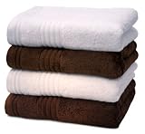 Produkt-Bild: 4 tlg. Handtuchset "Emotion"- Farbe braun / weiss, Qualit&auml;t 550 g/m&sup2;, Qualit&auml;t 550 g/m&sup2;, Gr&ouml;&szlig;e 50 x 100 cm, Handtuch / Handt&uuml;cher / Badetuch / Duschtuch / Badet&uuml;cher / Duscht&uuml;cher