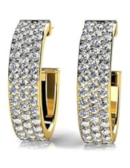 2.50 ct Ladys Round Cut Diamond Triple Row Hoop Earrings in 18 karat Yellow Gold