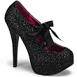 Bordello Women's TEEZE-10G, 5 3/4" Heel Glitter. Concealed Platform Pump W/Ribbon Lace