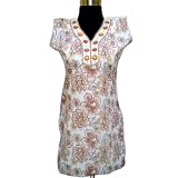 Embroidered Patch Work On Cotton Top With Sequins & Golden Plastic Beads (Free Shipping) Ltop0104