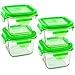 Wean Green Snack Cubes Tempered Glass Food Containers, Pea, Set of 4