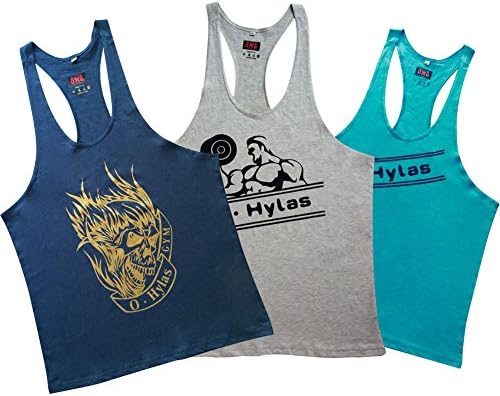 O Hylas Mens 3-Pack 100% Cotton Tank Top Summer Training Gym
