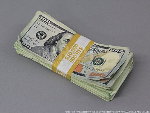 PROP MONEY USED, STAINED & DISTRESSED LOOK New Style $100s $10,000 Blank Filler Paper Pack for Movie, TV, Videos, Advertising & Novelty