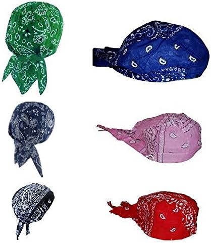 Ugly Skull Cap Collection - 6 Piece Assorted Lightweight Cotton Skull Hats - Doo Rags - Beanie Caps