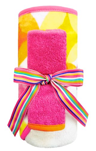 American Terry bubbles pink towel set