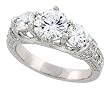 Sterling Silver & Rhodium Plated Engagement Ring, 3/8 (9mm) wide, w/ two 5mm (.5 ct) and one 7mm (1.25 ct) Cubic Zirconia Stones