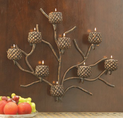 18 Country Rustic Pinecone Mounted Candelabra