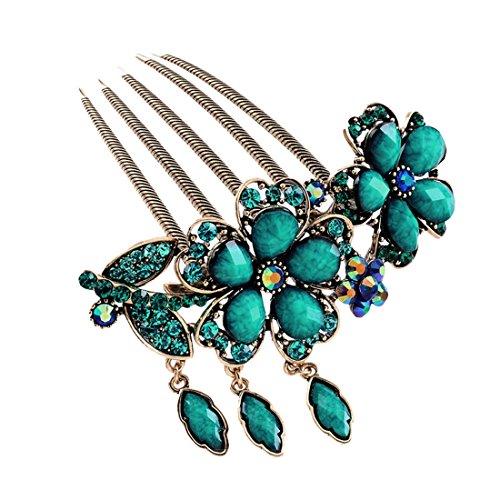Voberry® New Lovely Fashion Purple Flower Jewelry Crystal Hair Clip Hairpin 1 Pcs (B)