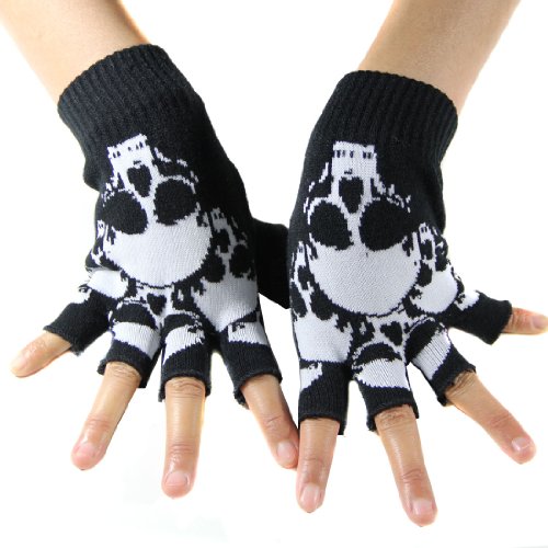 ECOSCO Punk Gothic Unisex Half Finger Stretchy Fingerless Gloves One Size (15)