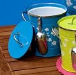 Always in Bloom Blue Round Metal Ice Bucket