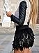 Persun Women Mid Waist A-Line Mini Feather Skirt