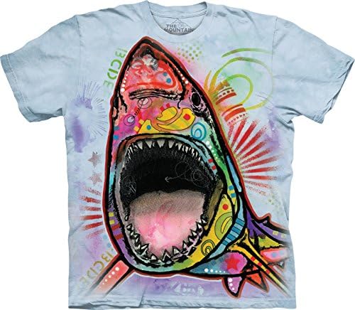 Unisex-Adult Colorful Animal T-Shirt- Shark - X-Large