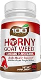 100 Naturals Horny Goat Weed Extract with Maca Root and Tognkat Ali, Natural Libido Boost for Men & Women - 1000mg Epimedium & 10mg Icariin Per Serving - Enhance Performance & Stamina (60 Caps)