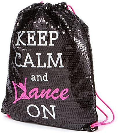 Sequin Keep Calm and Dance On Drawstring Gym Bag