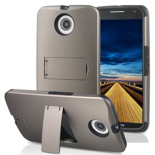 Nexus 6 Case - VENA [LEGACY] Slim Fit Dual Layer Hybrid Case with Kickstand and Screen Protector for Google Nexus 6 - Metallic Bronze (Gunmetal) & Black